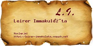 Leirer Immakuláta névjegykártya